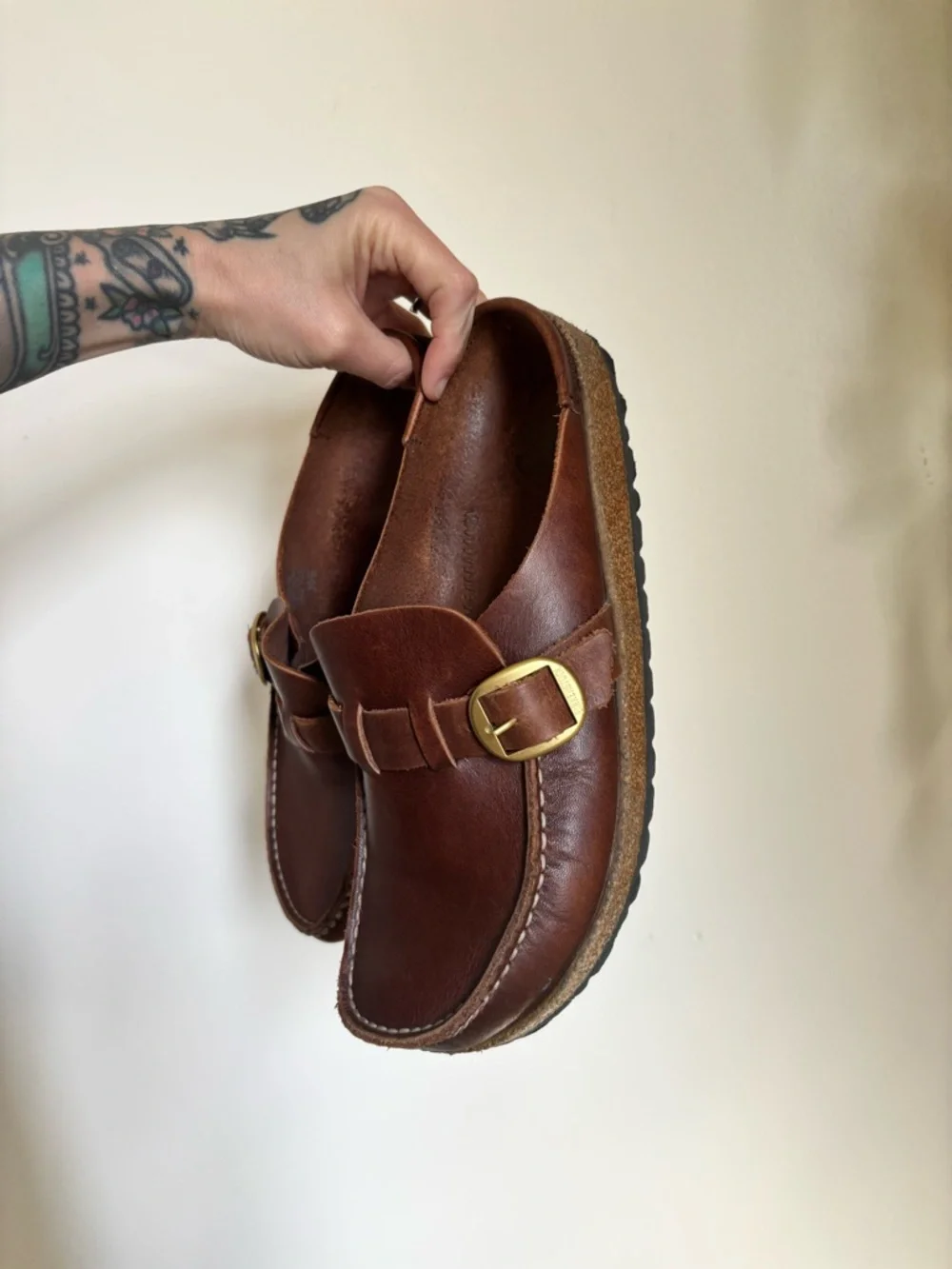 Birkenstock Buckley Oiled Leather Clogs In Cognac - Picture 2 of 12